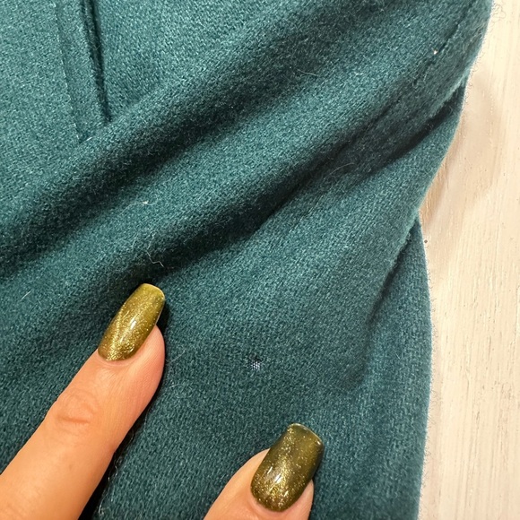 Vintage Petite Sophisticate Green Wool Coat Union Made USA ILGWU 1980s Fits L/XL - Picture 7 of 12